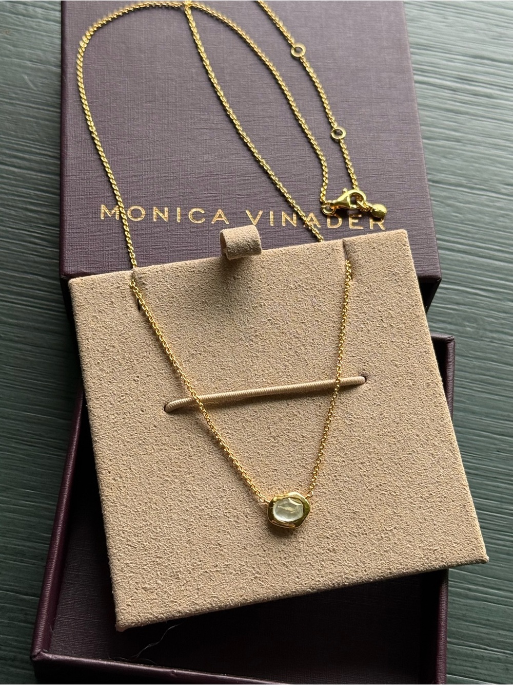 Monica Vinader Small Odyssey Pendant Necklace Aquamarine 18K Yellow Gold Vermeil